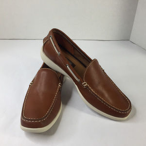 Bass 10 M Womans Leather Shoes Tan Boat Loafer